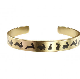 Браслет жесткий 9 мм «Зайцы» № 2. Толщина 2 мм