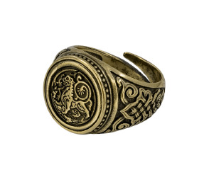 Кольцо узорчатое "Суздальский лев" круглое