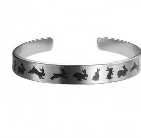 Браслет жесткий 9 мм «Зайцы» № 1. Толщина 2 мм