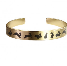 Браслет жесткий 9 мм «Зайцы» № 1. Толщина 2 мм