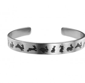 Браслет жесткий 9 мм «Зайцы» № 2. Толщина 2 мм