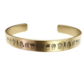 Браслет жесткий 9 мм «Кактусы» № 1. Толщина 2 мм