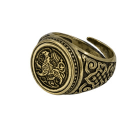 Кольцо узорчатое "Суздальский грифон" круглое