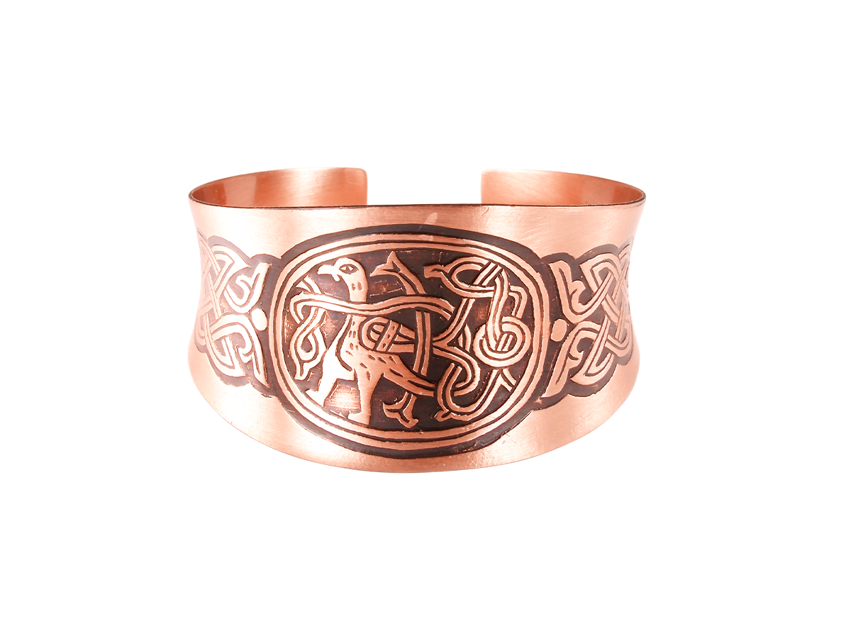 Браслет вогнутый «Мирная птица с переплетенным хвостом»