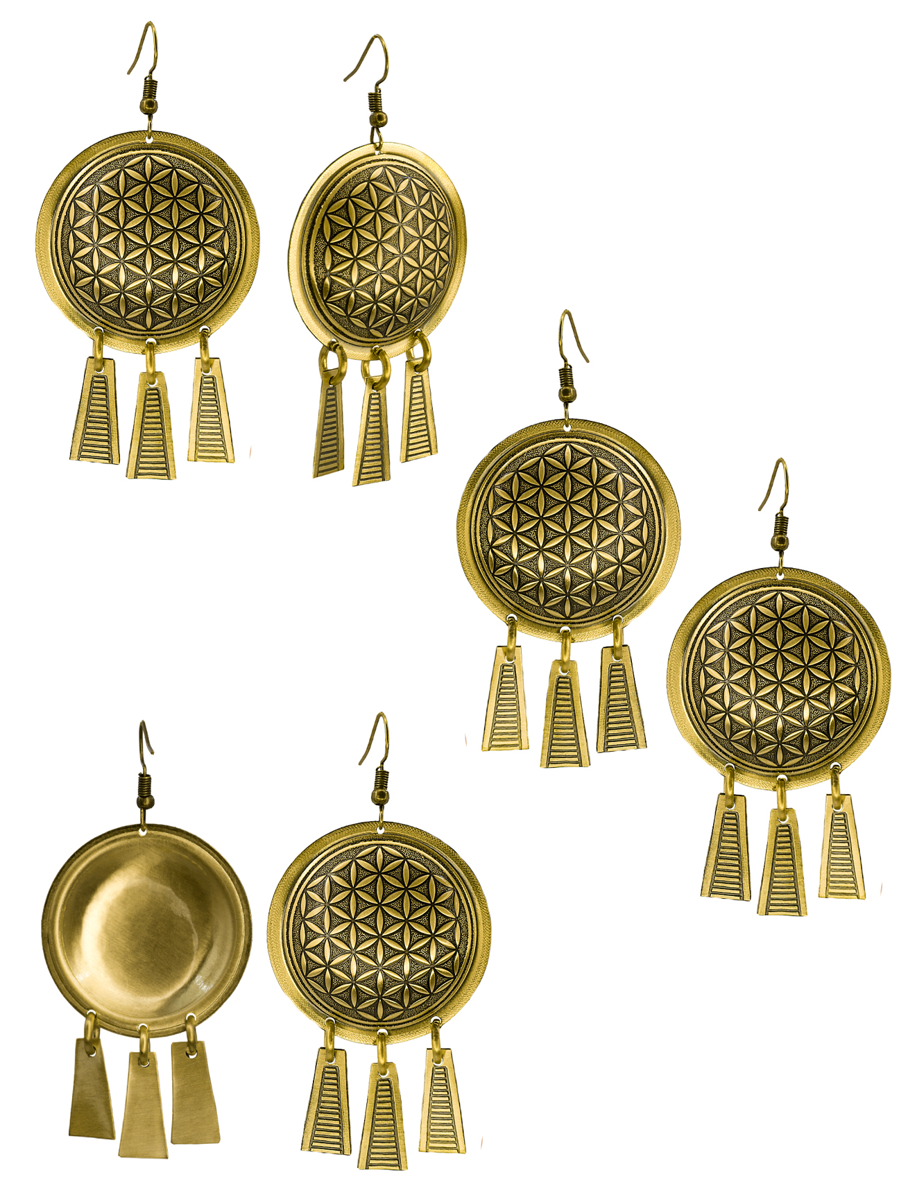 Серьги "Цветок жизни" с висюльками