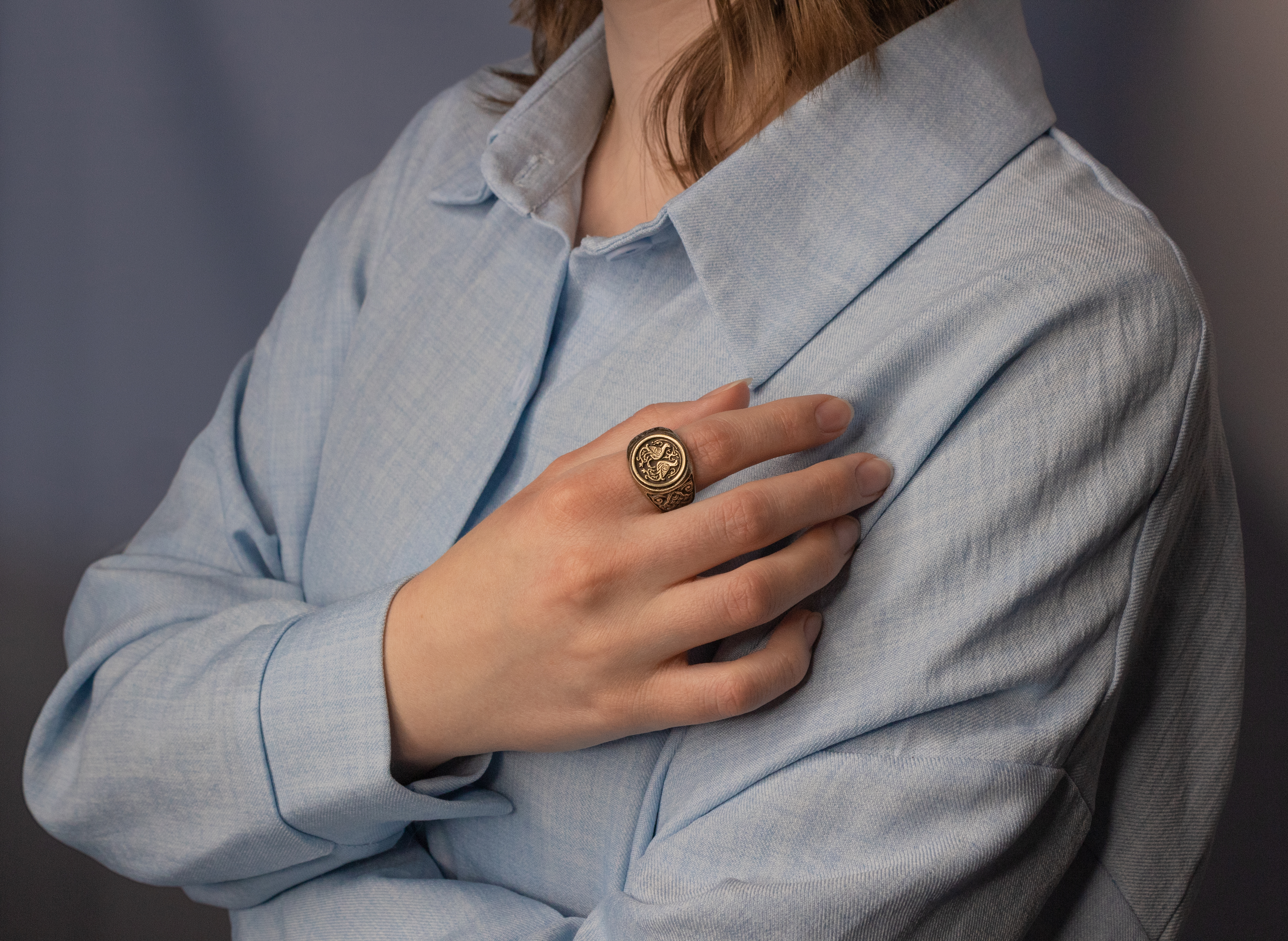 Кольцо узорчатое "Суздальские голуби" круглое