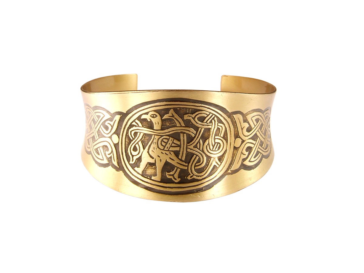 Браслет вогнутый «Мирная птица с переплетенным хвостом»