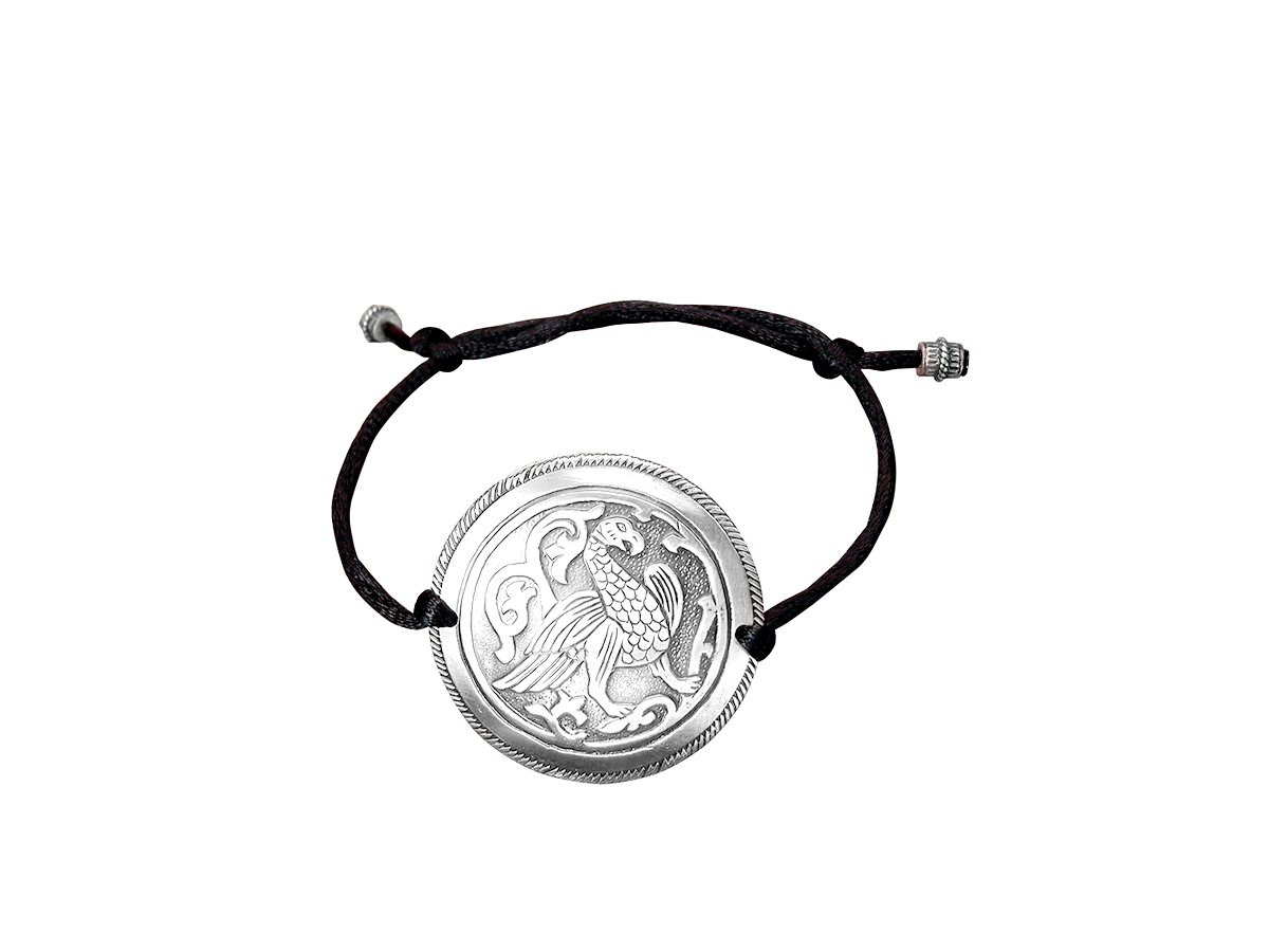 Браслет-шнурок «Суздальская птица». Тиснение