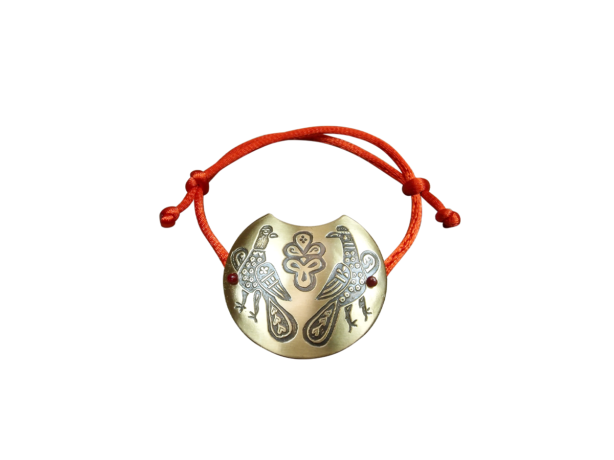 Браслет-шнурок «Парные князь-птицы». Тиснение