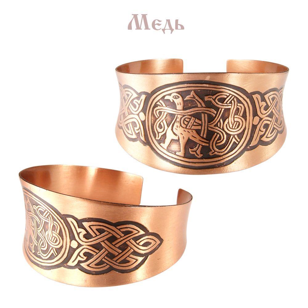 Браслет вогнутый «Мирная птица с переплетенным хвостом»