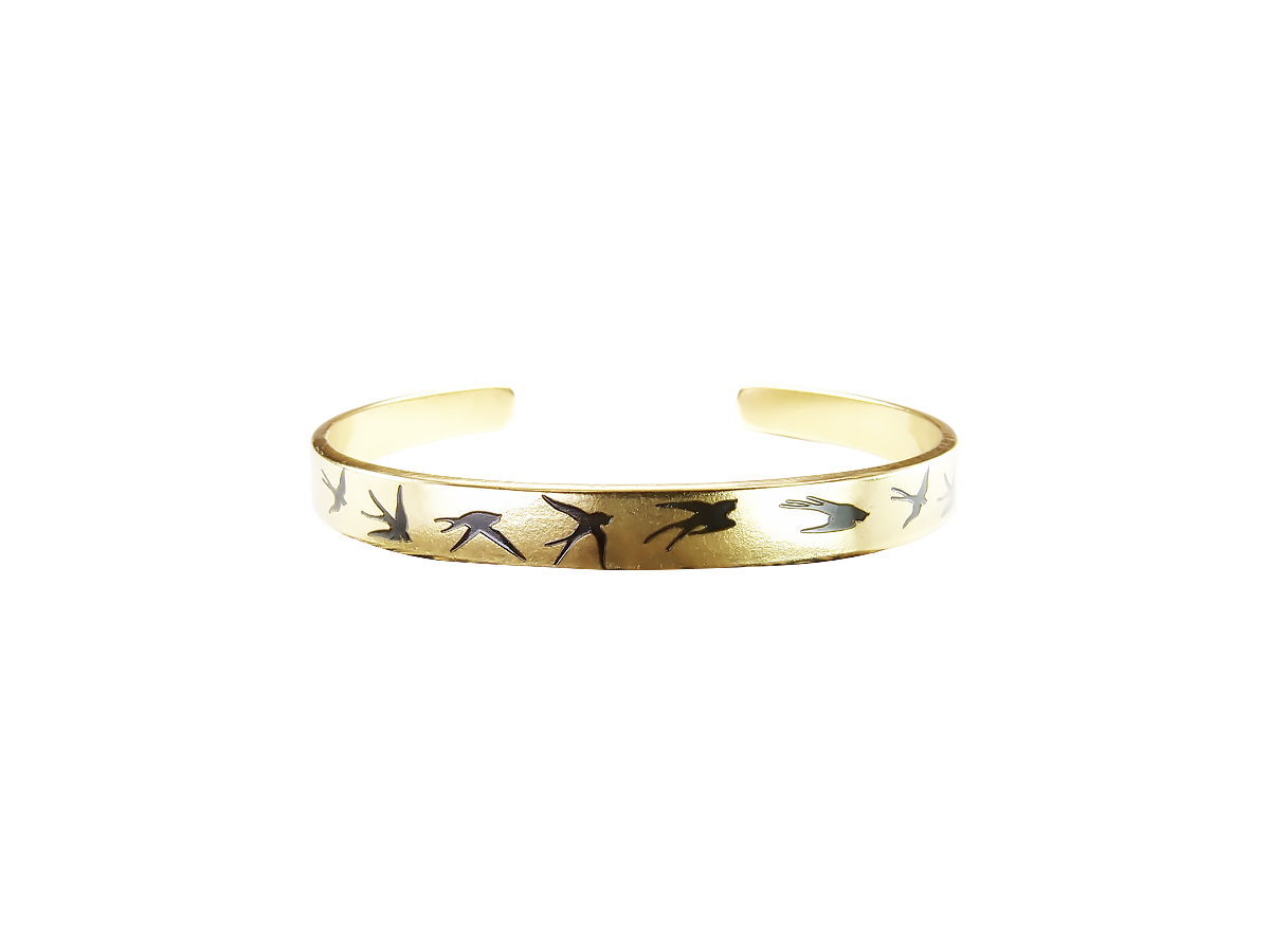 Браслет-мотиватор жесткий 7 мм «Ласточки» № 2. Толщина 2 мм