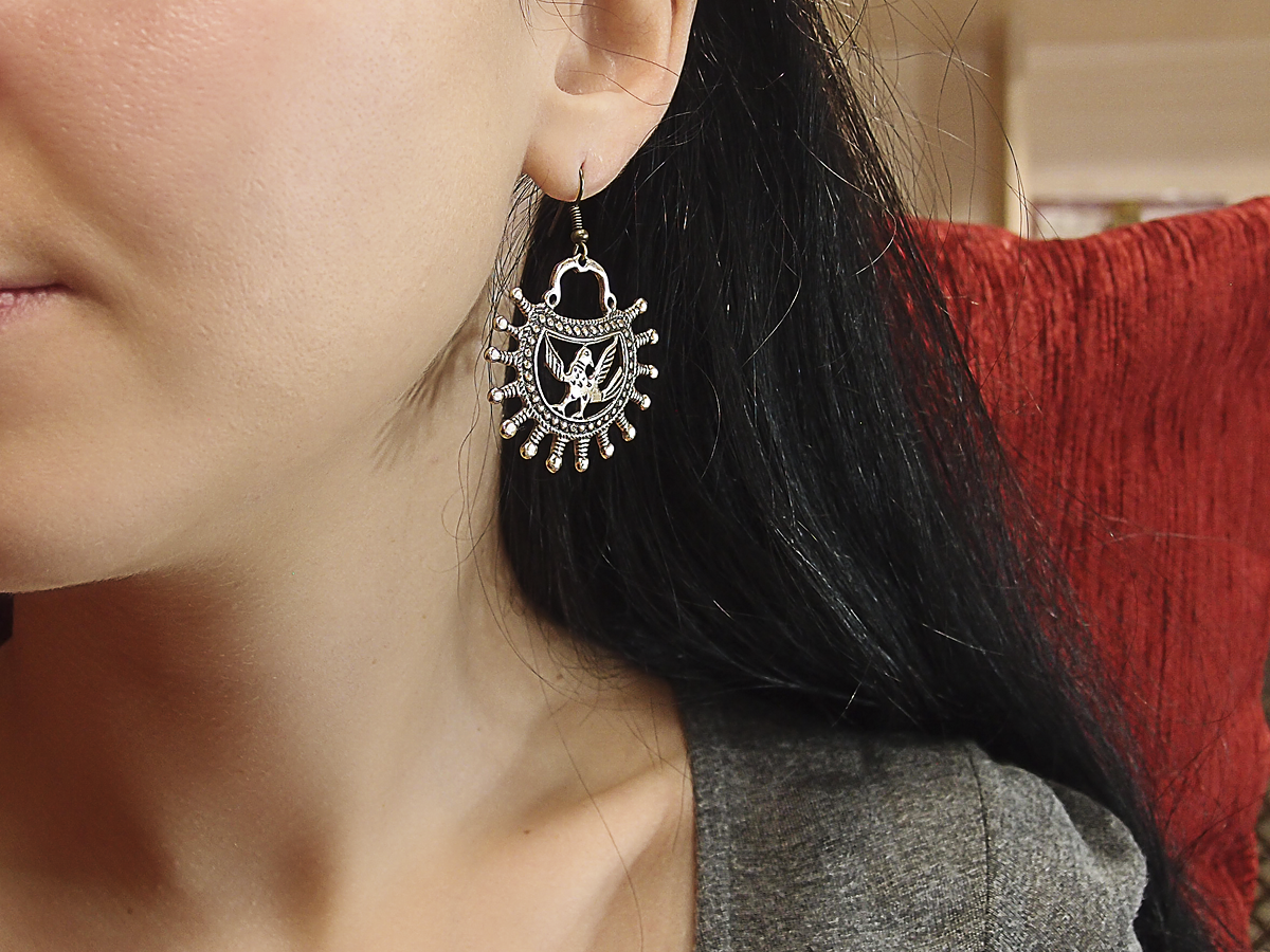 Серьги прорезные «Новгородские соколы»