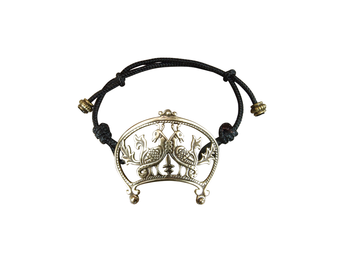 Браслет-шнурок «Широкорогая лунница с парой птиц»