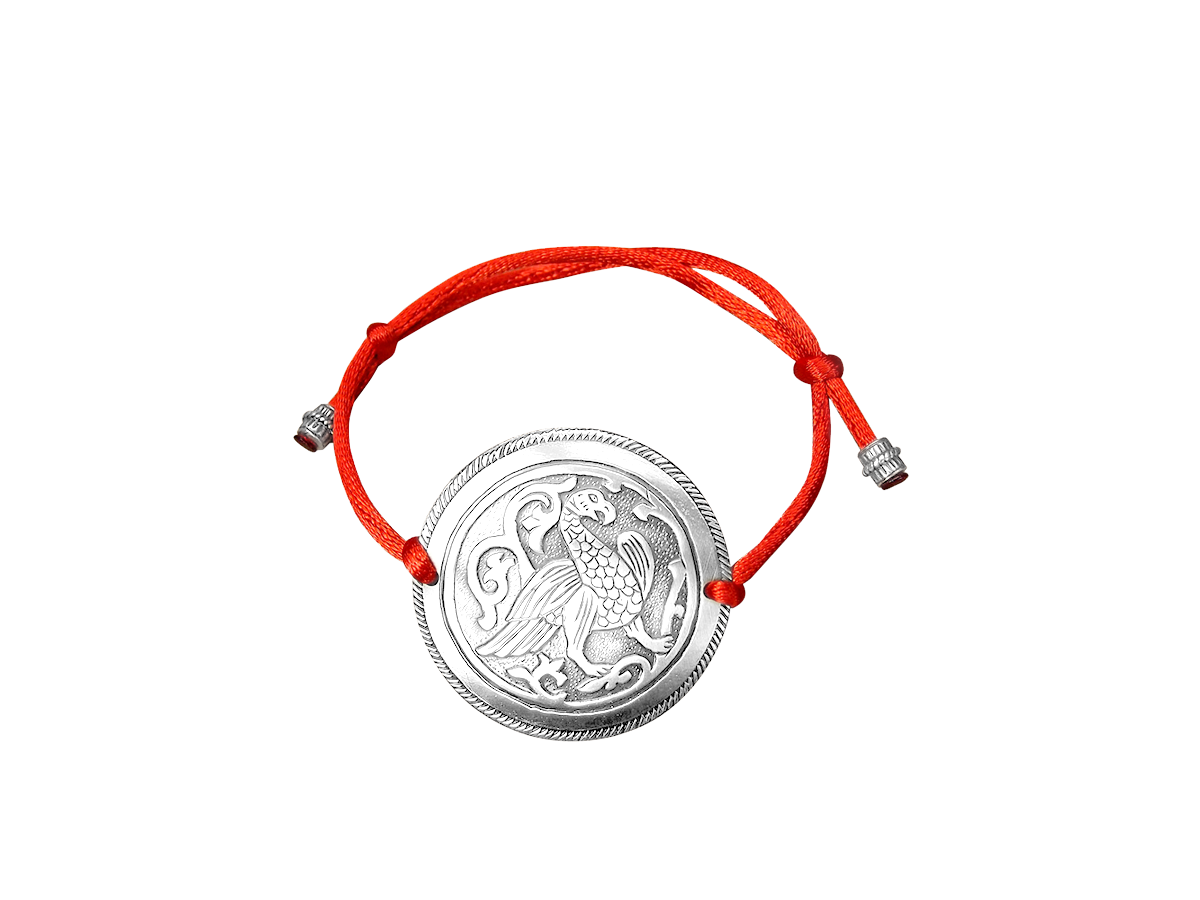 Браслет-шнурок «Суздальская птица». Тиснение