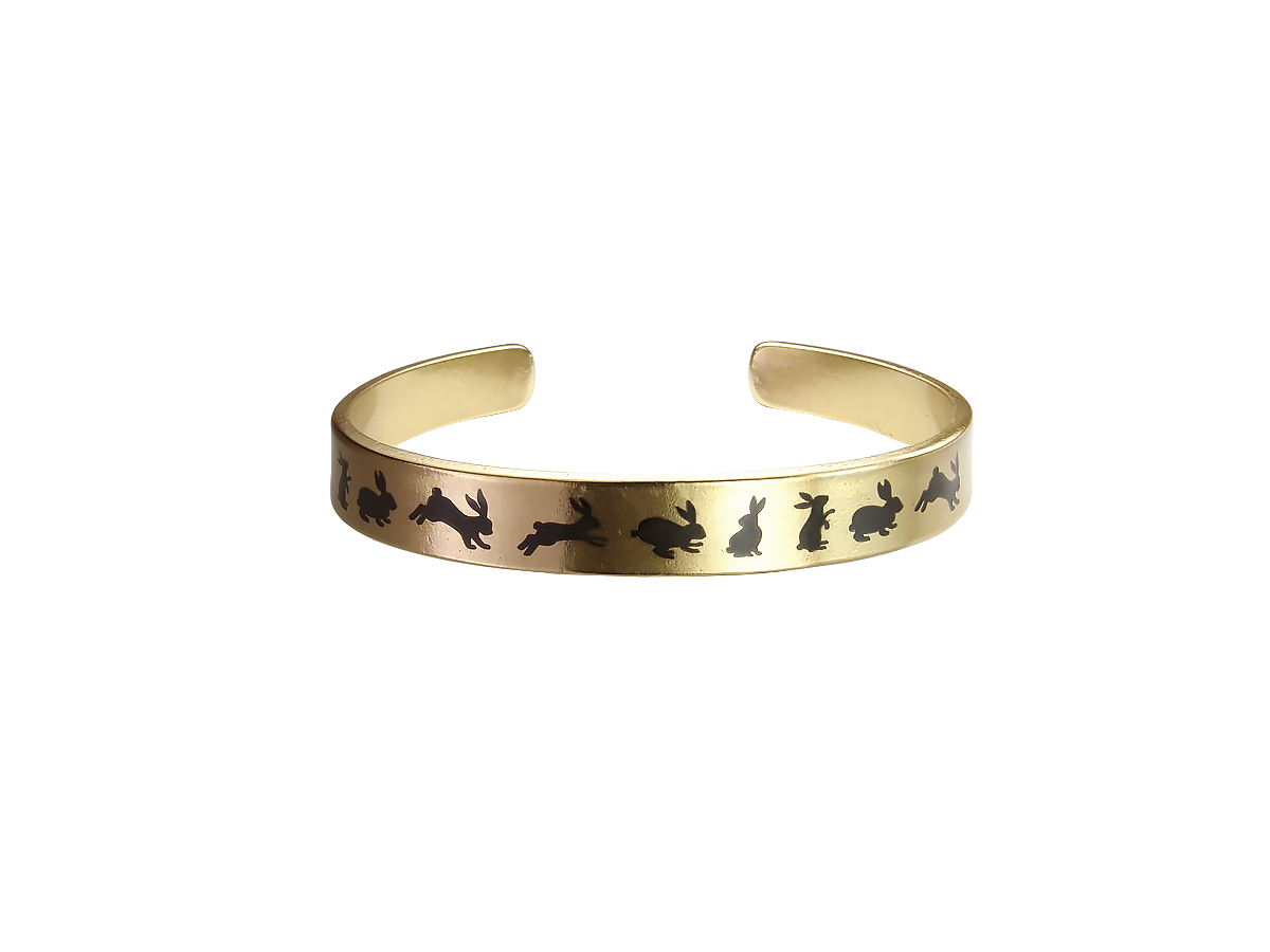 Браслет жесткий 9 мм «Зайцы» № 1. Толщина 2 мм