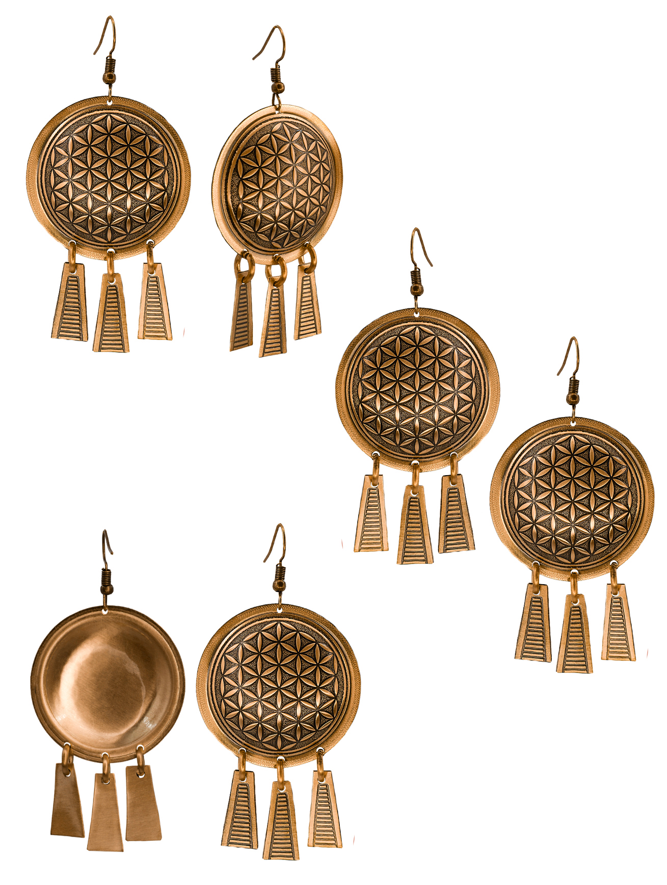 Серьги "Цветок жизни" с висюльками