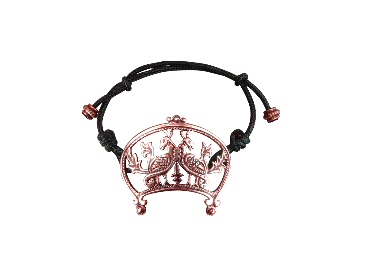 Браслет-шнурок «Широкорогая лунница с парой птиц»