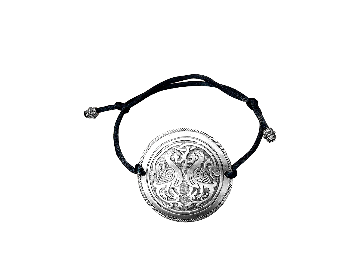 Браслет-шнурок «Суздальские голуби». Тиснение