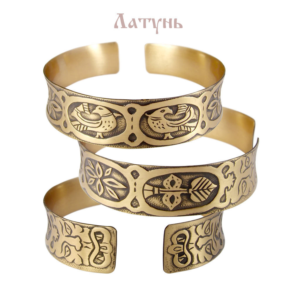 Браслет с львиными масками вогнутый