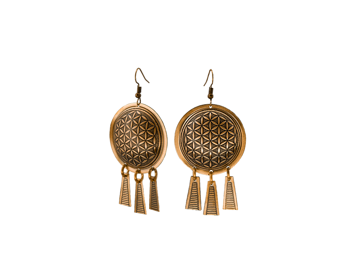 Серьги "Цветок жизни" с висюльками