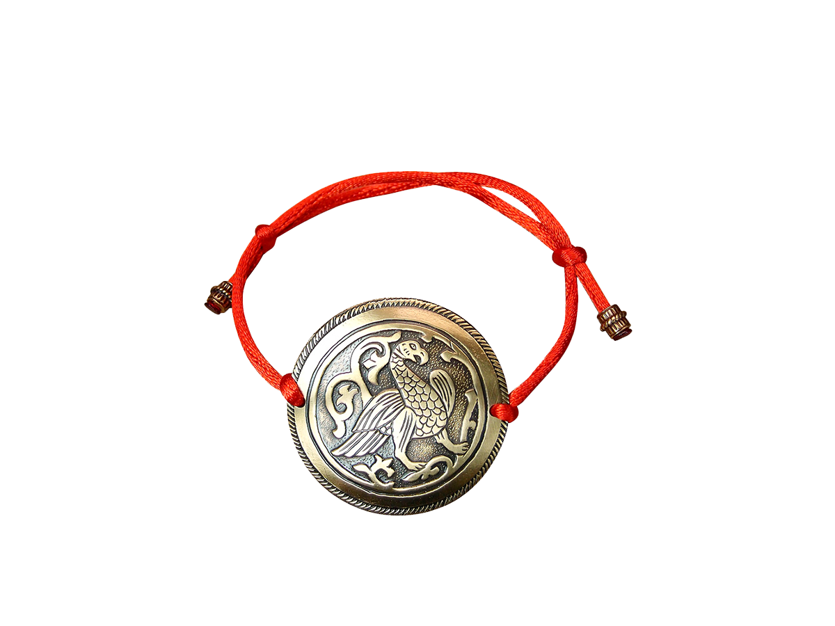 Браслет-шнурок «Суздальская птица». Тиснение