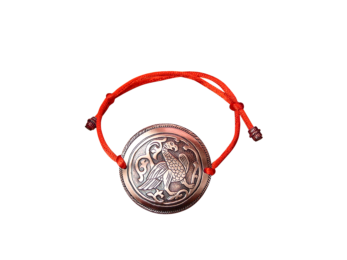 Браслет-шнурок «Суздальская птица». Тиснение