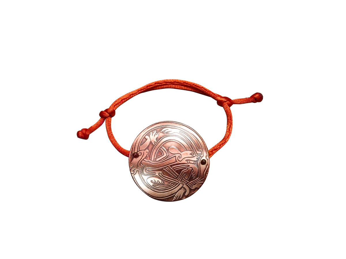 Браслет-шнурок «Кельтские переплетенные собаки». Тиснение