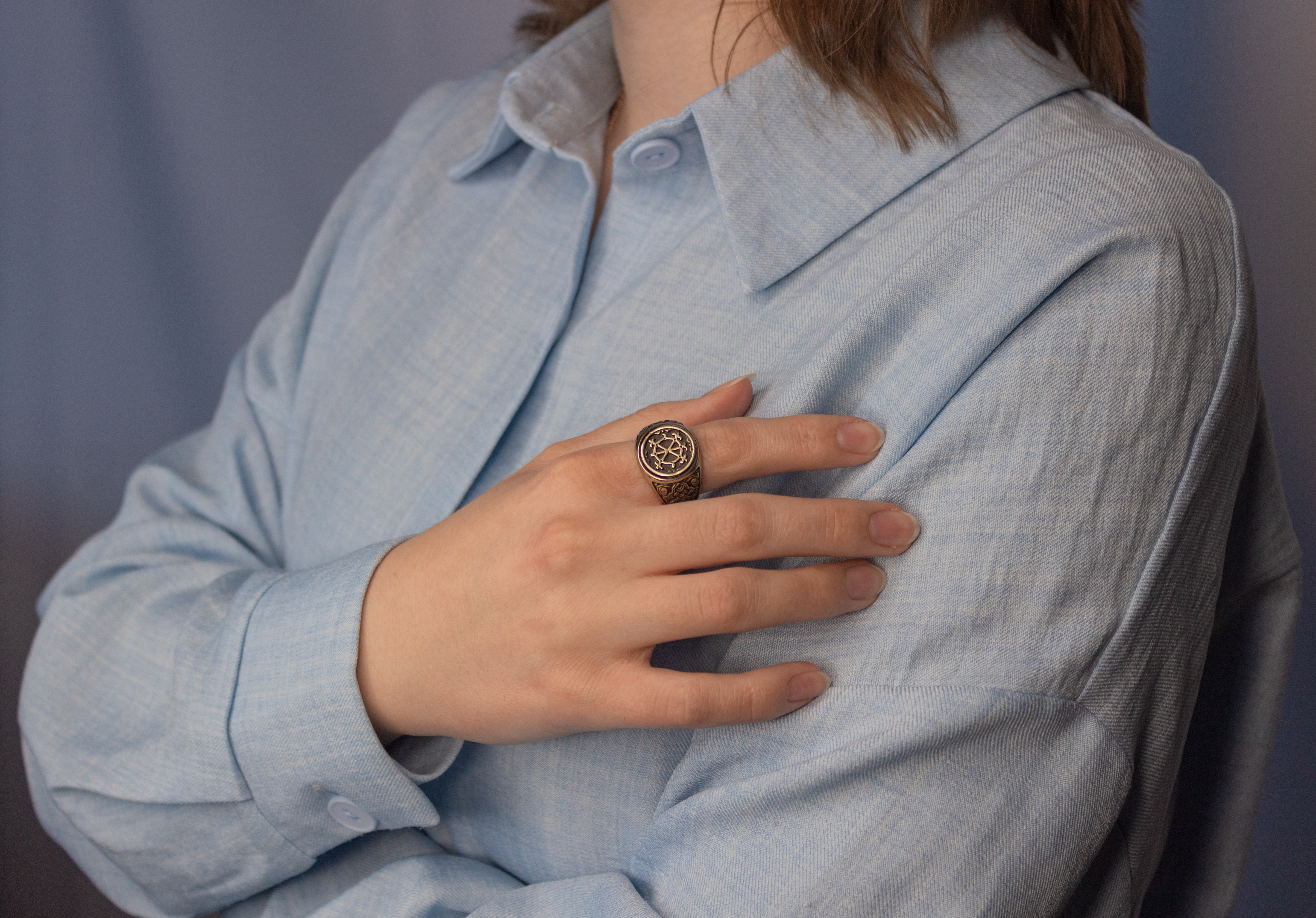 Кольцо узорчатое "Благопожелание" круглое