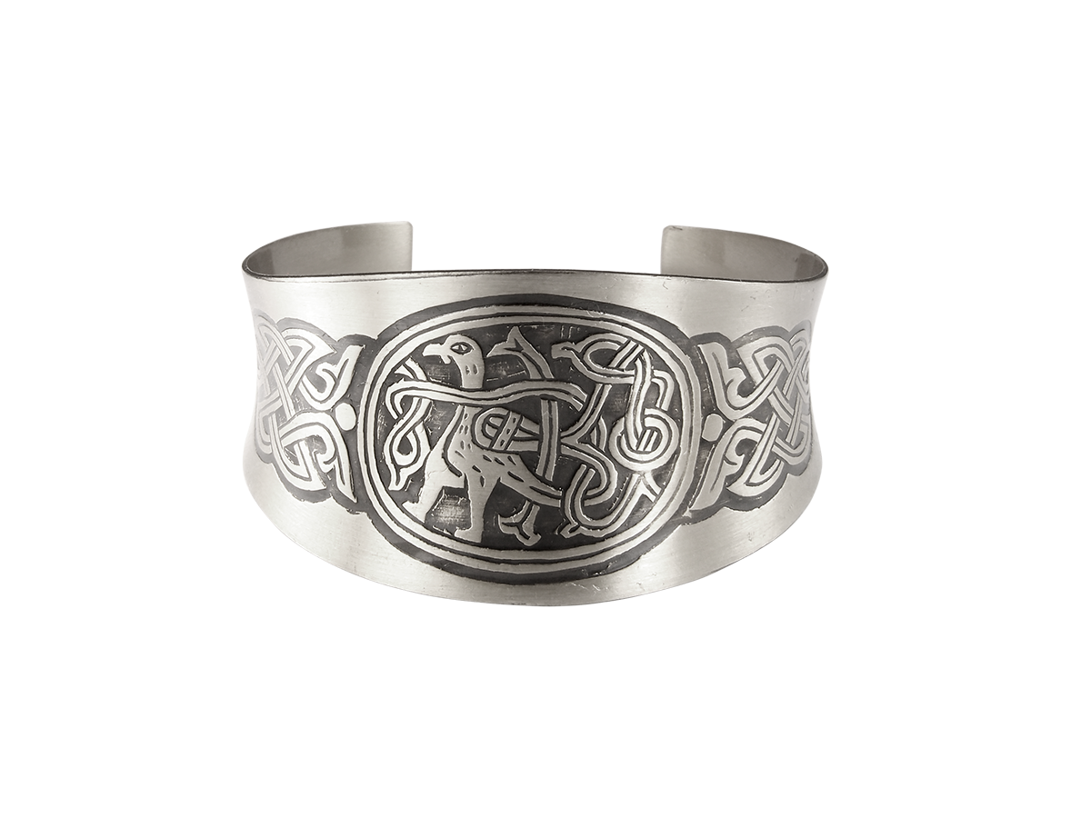 Браслет вогнутый «Мирная птица с переплетенным хвостом»