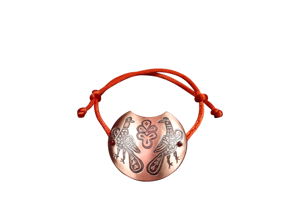 Браслет-шнурок «Парные князь-птицы». Тиснение