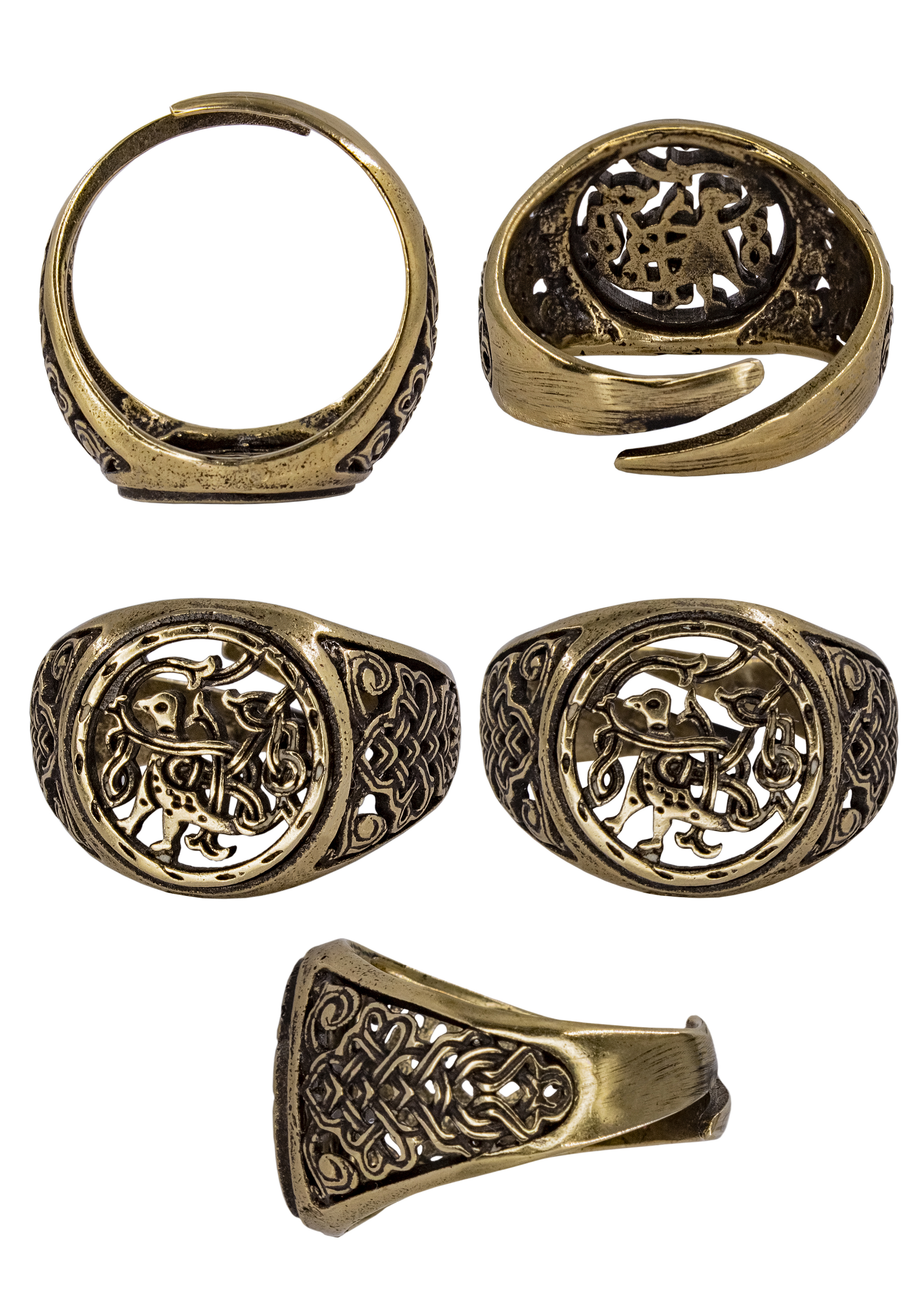 Кольцо узорчатое "Птица с переплетенным хвостом" круглое